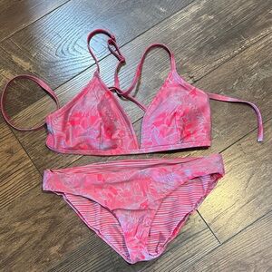 Prana Pink and Blue Bikini Set, Size Medium